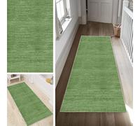 Poaegle Alfombra verde para pasillo, abstracta, larga, antideslizante, lavable, estilo vintage, 90 x 300 cm, duradera, se vende por metros