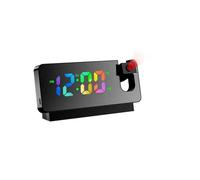 POAHNCU Despertador, Reloj Despertador Creativo Giratorio multifuncal con Pantalla LED a Color silenciosa, como Regalo for el Techo del Dormitorio,para Personas Que Duermen Mucho(Black Lettering)