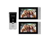 POAHNCU Timbre con vídeo Inteligente Videoportero cableado, 2 monitores, Puerta analógica de última neración, Puerta económica, teléfono para hogares Inteligentes, oficinas y hogares