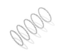 Poaiiu Juego de 5 anillos apilables de plata para mujer, anillos apilables de plata, anillos simples para el dedo del pulgar, tamaño 5/6/7/8/9, joyería de regalo para mujer