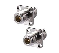 POBADY 2PCS N hembra a N hembra conector 4 agujero brida panel montaje adaptador N tipo conector coaxial