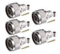 POBADY 5 unids n macho conectores 50 ohmios N macho crimpado RF conector coaxial N macho enchufe adaptador para LMR400 Belden 9913 RG8 RF cable coaxial