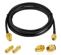 POBADY SMA Cable SMA macho a SMA hembra mamparo RG58 de 10 pies/3 m RF Cable coaxial + 2 adaptadores SMA para router Antena de señal adaptador inalámbrico