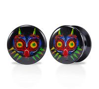 POBAISITER 1 par de tapones de acrílico para los oídos, sin alergias, 2 g - 1 pulgada camilla Steampunk Graffiti patrón de pintura de color para mujeres para hombres, joyería piercing corporal, 10mm(00g), Acrílico, arenisca
