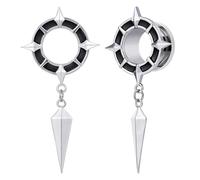 POBAISITER 2 aretes de calibre con forma de estrella, brújula, punk, oscuros, únicos, ajuste a rosca, túneles de oreja de 2 g a 2,5 cm, para hombres y mujeres, joyería de piercing corporal, 25mm(1