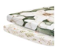 Pobibaby - Paquete de 2 sábanas Premium Pack N Play ajustables para paquete estándar y juegos y mini cunas - Mezcla de algodón ultrasuave, elegante patrón floral, seguro y cómodo para bebé (Zephyr)
