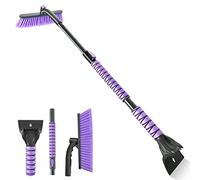 POBOMVOM - Rascador de Hielo y Cepillo de Nieve de 44 Pulgadas con Cabezal Giratorio Extensible y Desmontable, Mango de Espuma, para Coche, Camiones o SUV, Herramienta para Ventana y Parabrisas