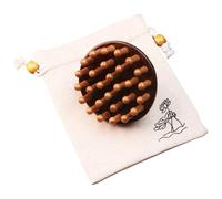 Pobre de masaje de cuero cabelludo de sándalo - peine de terapia de de 28 dientes con mango de anillo de madera maciza, diseño duradero | Herramienta de relajación del cuidado del cabello