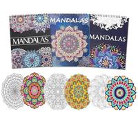 Pobuu Juego de 3 libros para colorear para adultos, mandalas encuadernados en espiral, libros para colorear para adultos, relajación, alivio de ansiedad, regalos para mujeres y hombres