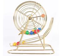 POCDOKYZ Máquina de Bingo con 100 Bolas de Colores, Vaso de Bingo de Metal galvanizado Premium para Grupos Grandes y Noches de Juegos de Fiesta | Juego de Bingo Completo,Gold