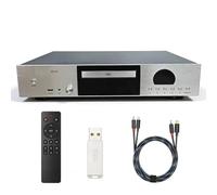 POCDOKYZ Reproductor de CD con Tubo de vacío Dual 6S6 con decodificación de Hardware DTS, CSR Bluetooth 5.2 APTX, reproducción USB sin pérdidas, Salidas XLR/RCA/óptica/coaxial, Control Remoto(Silver)