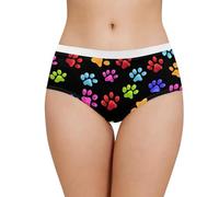 Poceacles Bragas Hipster Invisibles Sin Costuras para Mujeres Damas Elásticas Transpirables de Talle Bajo Sin Marcas Braguitas, Colorful Dog Paws, S