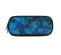 Poceacles Estuche grande, estuche para lápices para mujeres y hombres, estuche para lápices, estuche para bolígrafos, estuche portátil para artículos de papelería para oficina, Tortuga marina azul,
