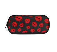 Poceacles Estuche grande, estuche para lápices para mujeres y hombres, estuche para lápices, estuche para bolígrafos, estuche portátil para artículos de papelería para oficina, Labios negros, Talla