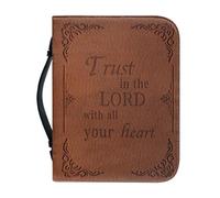 Poceacles Funda de piel sintética para la Biblia para mujeres, hombres, niños, bolsa de la Biblia, protector de libro de estudio de la Biblia, funda de gran capacidad con asa, Confía en el Señor con