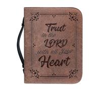 Poceacles Funda de piel sintética para la Biblia para mujeres, hombres, niños, bolsa de la Biblia, protector de libro de estudio de la Biblia, funda de gran capacidad con asa, Confía en el Señor con