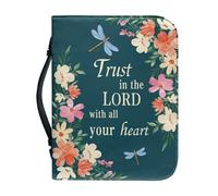 Poceacles Funda de piel sintética para la Biblia para mujeres, hombres, niños, bolsa de la Biblia, protector de libro de estudio de la Biblia, funda de gran capacidad con asa, Confía en el Señor con