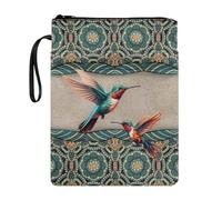 Poceacles Funda de poliéster portátil, se adapta a la mayoría de libros de texto de tapa dura, libro de bolsillo, cremallera, funda para libro, Mandala colibrí de Bohemia, talla única, Cremallera