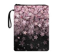 Poceacles Funda de poliéster portátil, se adapta a la mayoría de libros de texto de tapa dura, libro de bolsillo, cremallera, funda para libro, Flores de cerezo, talla única
