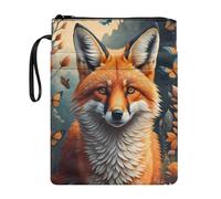 Poceacles Funda para libro con cremallera para amantes de los libros, lavable, se adapta a la mayoría de tapas duras estándar, talla única, CZ25, Mariposa de zorro