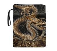 Poceacles Funda protectora de libro de dragón chino con cremallera, lavable, para amantes de los libros, tapa dura, bolsas de almacenamiento de la Biblia