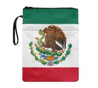 Poceacles Funda Protectora para Libros con Bandera de México - Reutilizable, para Suministros Escolares y Textos - Bolsa de Transporte con Cremallera