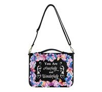 Poceacles Fundas para la Biblia - You are Fearfully and Wonderfully - Bolsa de iglesia protectora multifuncional con bolsillo con asa y correa para el hombro, funda de transporte para libros de la