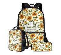Poceacles Juego de 3 mochilas con lonchera y estuche, bonita mochila para niños pequeños, mochilas informales para jardín de infantes, escuela primaria, El amor hace que todas las cosas sean fáciles,