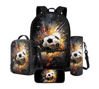 Poceacles Juego de 4 bolsas escolares para niñas, niños y adolescentes, con mochila, bolsa de almuerzo aislada, estuche para lápices, bolsa de transporte para botellas de agua, Estampado de