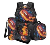 Poceacles Juego de mochila escolar para niños y adolescentes, juego de bolsa 4 en 1 con bolsa de almuerzo aislada, estuche para lápices, bolsa para botella de agua, Cartoon American Football Camo