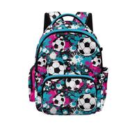 Poceacles Mochila escolar de gran capacidad para niñas y niños, mochila de viaje, mochila para laptop, para niños y adolescentes, Fútbol Azul Rosa, 17", Mochilas daypack