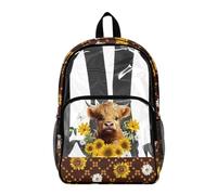 Poceacles Mochila transparente para niños y niñas, bolsa transparente de PVC resistente 2026, esencial para el regreso a clases, bolsa transparente para niños, Highland Cow Daisy Girasol Mariposa, 17