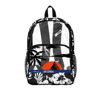 Poceacles Mochila transparente para niños y niñas, mochila escolar transparente de PVC para estadio, escuela, viajes, Palmera de playa y puesta de sol, 17", Mochilas daypack