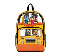 Poceacles Mochilas transparentes para niños y niñas para eventos de estadio, de PVC, transparente, para preescolar, escuela primaria, Capybara Cat School Bus - Patrón de lápiz, 17", Mochilas daypack