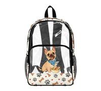 Poceacles Mochilas transparentes para niños y niñas para eventos de estadio, de PVC, transparente, para preescolar, escuela primaria, Bulldog francés pata de perro beige hueso, 17", Mochilas daypack