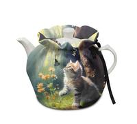 Poceacles Tetera con estampado floral de gato, cubierta antipolvo para tetera, tetera decorativa para el hogar, acogedoras para ama de casa, amiga, mamá