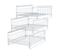 pochcicou Organizador de almacenamiento de armario, 3 unidades, apilable, cesta de almacenamiento retráctil para dormitorio, cocina, color blanco