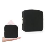 Pochette de Rangement pour Serviettes Hygiéniques Noir, Sac Compact avec Fermeture Éclair pour Protège-Slips et Tampons, Discrète et Portable pour Sac à Main, Idéale pour École/Bureau/Voyage