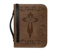 pochikiki-brand Funda para Biblia con cita bíblica y cremallera con cruz y frase de Dios para libros bíblicos bolsos de iglesia funda protectora transporte cuero PU bolso de mujer