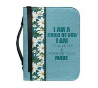 pochikiki-brand Funda para Biblia con cita bíblica y cremallera con cruz y frase de Dios para libros bíblicos bolsos de iglesia funda protectora transporte cuero PU bolso de mujer