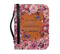 pochikiki-brand Funda para Biblia con cita bíblica y cremallera con cruz y frase de Dios para libros bíblicos bolsos de iglesia funda protectora transporte cuero PU bolso de mujer