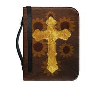 pochikiki-brand Funda para Biblia con cita bíblica y cremallera con cruz y frase de Dios para libros bíblicos bolsos de iglesia funda protectora transporte cuero PU bolso de mujer