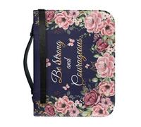 pochikiki-brand Funda para Biblia con cita bíblica y cremallera con cruz y frase de Dios para libros bíblicos bolsos de iglesia funda protectora transporte cuero PU bolso de mujer