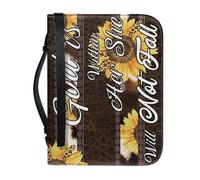 pochikiki-brand Funda para Biblia con cita bíblica y cremallera con cruz y frase de Dios para libros bíblicos bolsos de iglesia funda protectora transporte cuero PU bolso de mujer