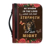 pochikiki-brand Funda para Biblia con cita bíblica y cremallera con cruz y frase de Dios para libros bíblicos bolsos de iglesia funda protectora transporte cuero PU bolso de mujer