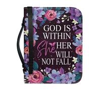 pochikiki-brand Funda para Biblia con cita bíblica y cremallera con cruz y frase de Dios para libros bíblicos bolsos de iglesia funda protectora transporte cuero PU bolso de mujer