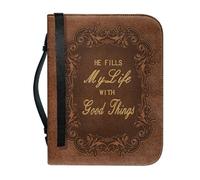 pochikiki-brand Funda para Biblia con cita bíblica y cremallera con cruz y frase de Dios para libros bíblicos bolsos de iglesia funda protectora transporte cuero PU bolso de mujer