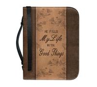 pochikiki-brand Funda para Biblia con cita bíblica y cremallera con cruz y frase de Dios para libros bíblicos bolsos de iglesia funda protectora transporte cuero PU bolso de mujer