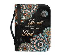 pochikiki-brand Funda para Biblia con cita bíblica y cremallera con cruz y frase de Dios para libros bíblicos bolsos de iglesia funda protectora transporte cuero PU bolso de mujer