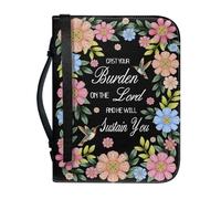 pochikiki-brand Funda para Biblia con cita bíblica y cremallera con cruz y frase de Dios para libros bíblicos bolsos de iglesia funda protectora transporte cuero PU bolso de mujer